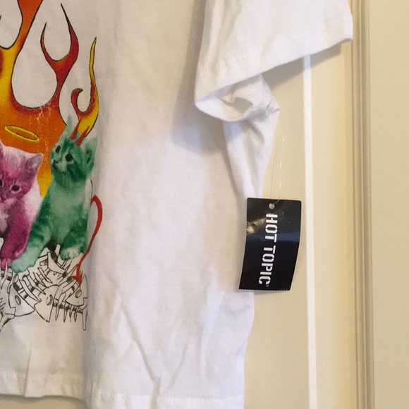 Hot Topic Black Matter by Prince Peter Devil Kitties Graphic Crop Tee Size L - Picture 5 of 7